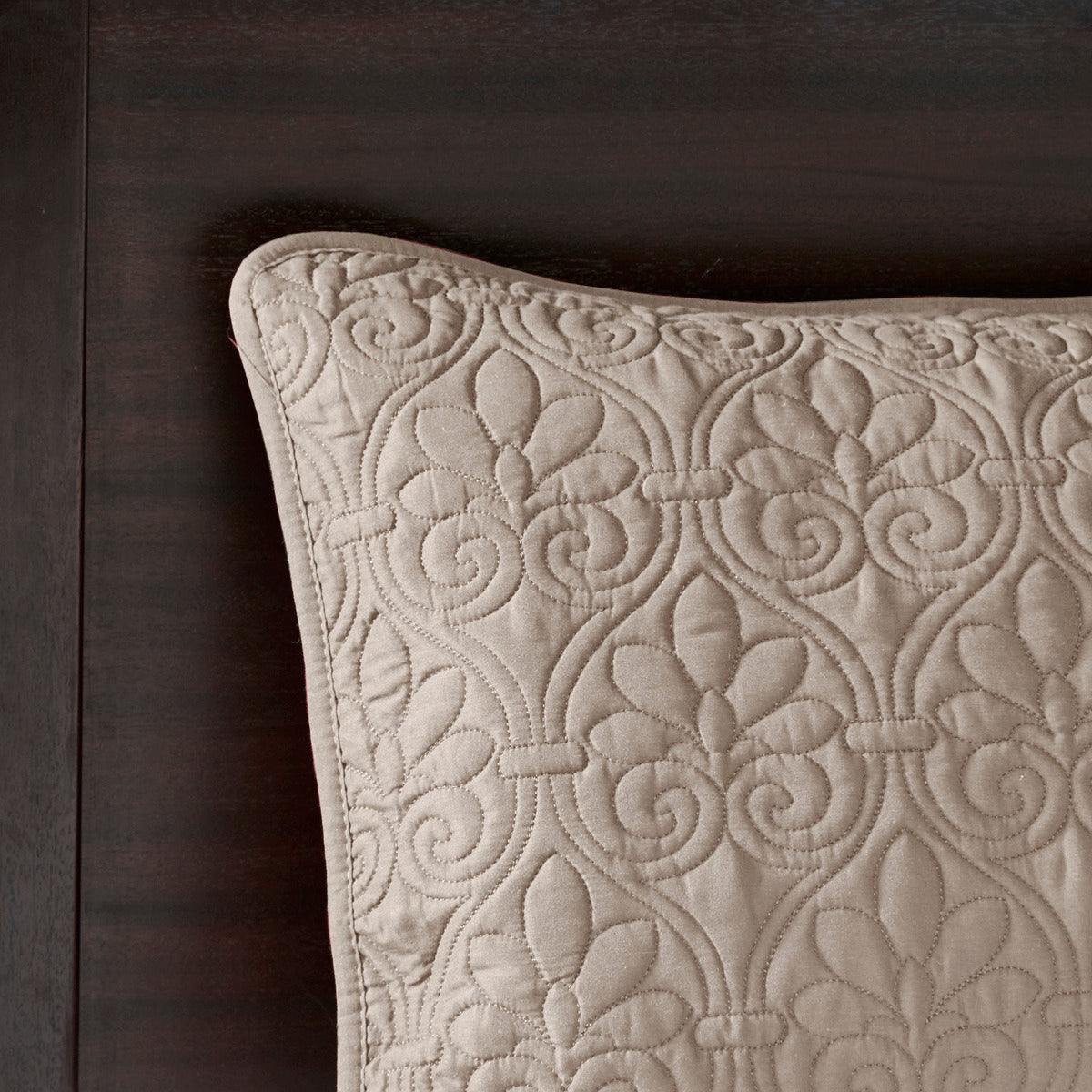 Khaki Cotton Reversible Bedspread Set - Twin Size
