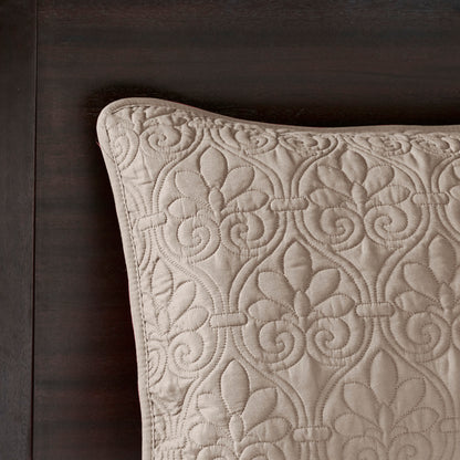 Khaki Cotton Reversible Bedspread Set - Twin Size