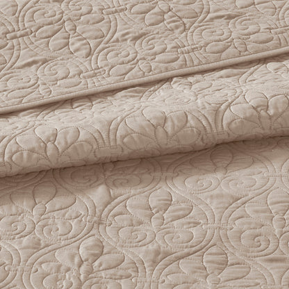 Khaki Cotton Reversible Bedspread Set - Twin Size