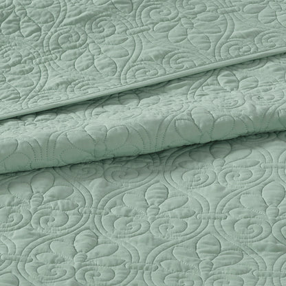 Seafoam Cotton Reversible Bedspread Set Queen Size