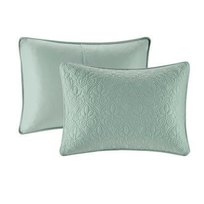 Seafoam Cotton Reversible Bedspread Set Queen Size