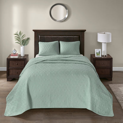 Seafoam Cotton King Bedspread Set - 3 Piece Reversible