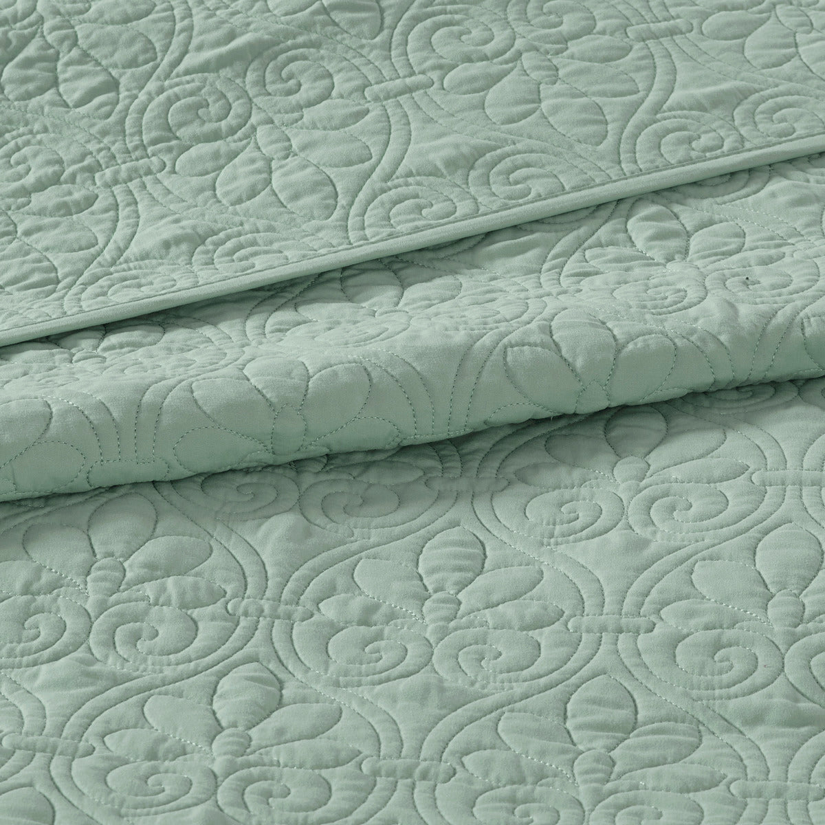 Seafoam Cotton King Bedspread Set - 3 Piece Reversible