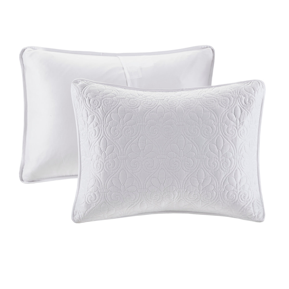 White Cotton Reversible Bedspread Set with Patterned Quilts