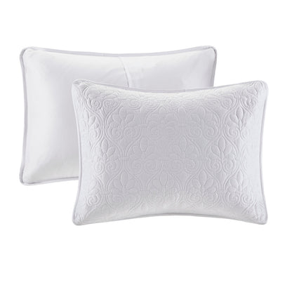 White Cotton Reversible Bedspread Set with Patterned Quilts