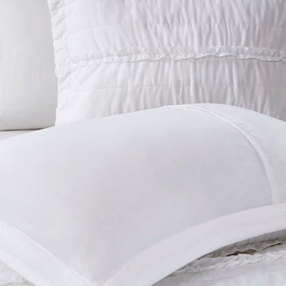 White King Cotton Ruffle Quilt Set with Decorative Pillow