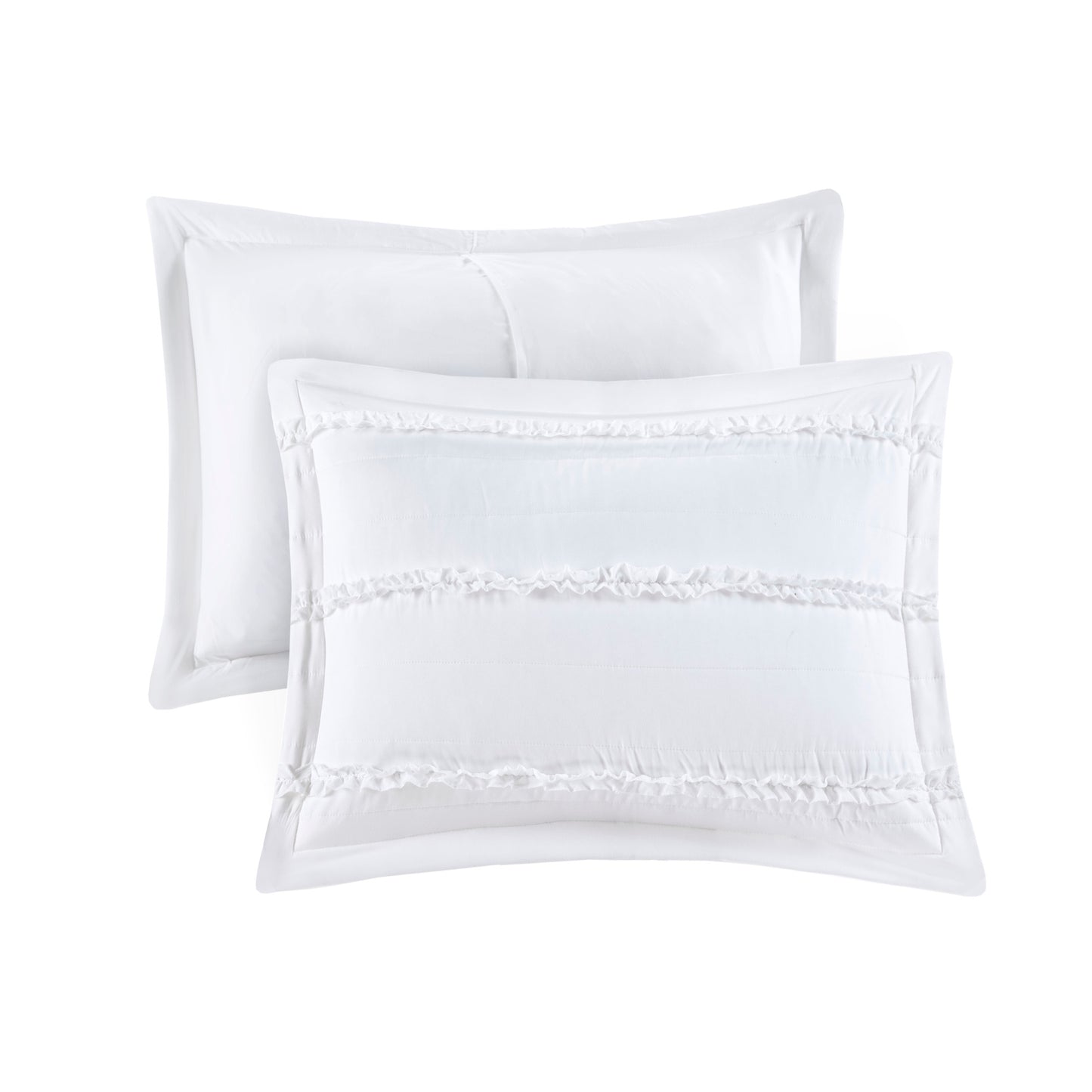White King Cotton Ruffle Quilt Set with Decorative Pillow