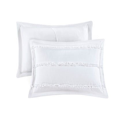 White King Cotton Ruffle Quilt Set with Decorative Pillow
