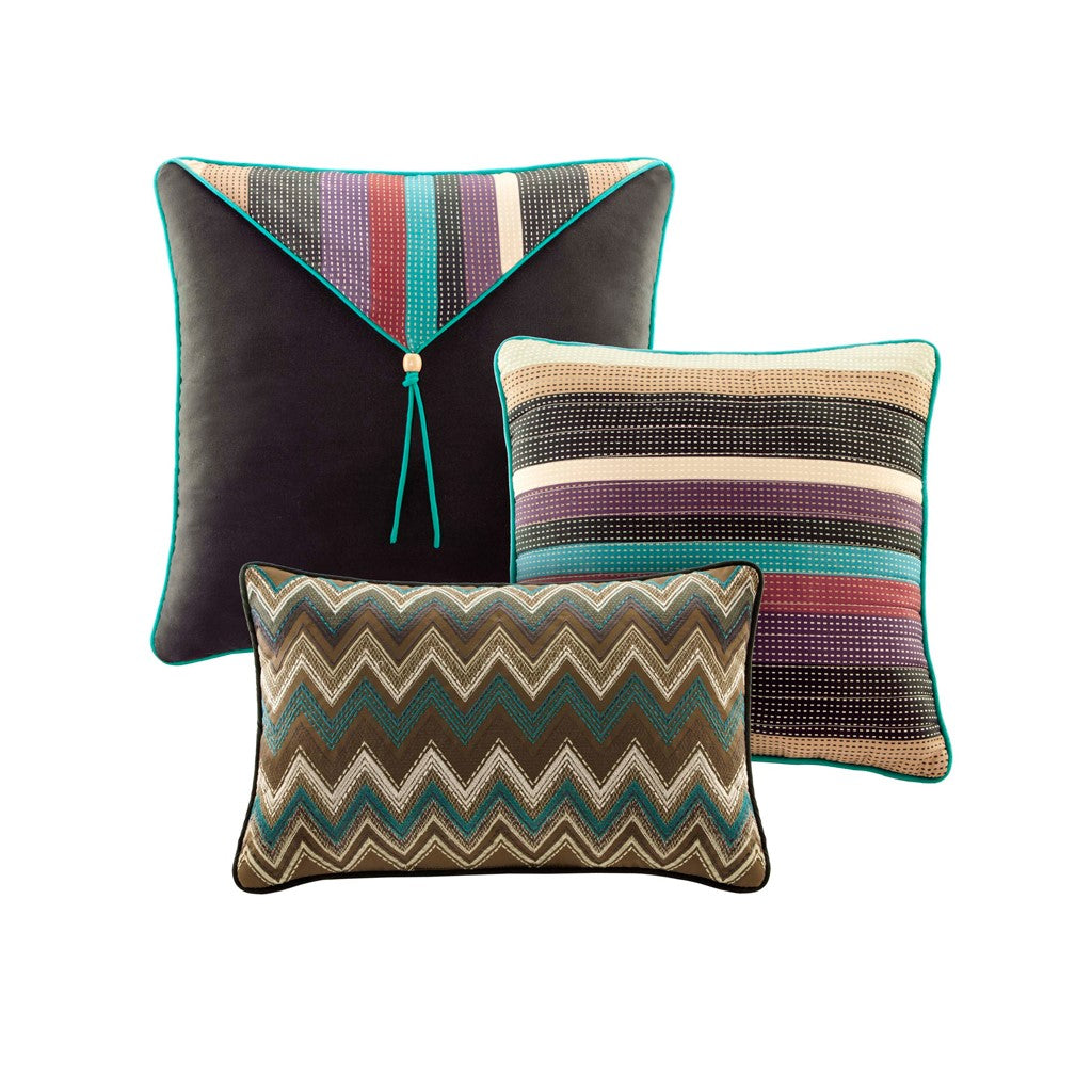 Multi Cotton Quilt Set with Throw Pillows for Full and Queen Beds