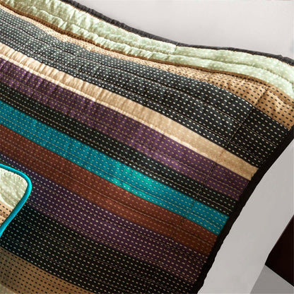 Multi Cotton Quilt Set with Throw Pillows for Full and Queen Beds