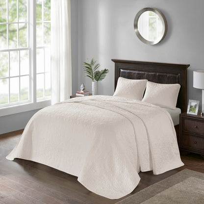 Cream Reversible Bedspread Set - Full Size
