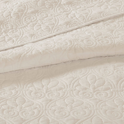 Cream Reversible Bedspread Set - Full Size