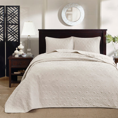 Cream Reversible Bedspread Set - Full Size