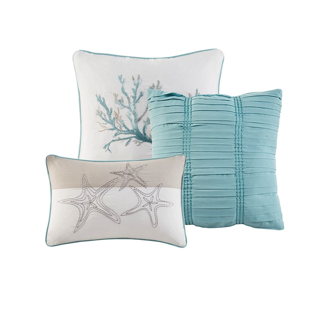 King Size Aqua Cotton Sateen Quilt Set