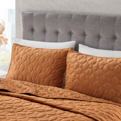 King Size Rust Velvet Quilt Set Cotton Bedding