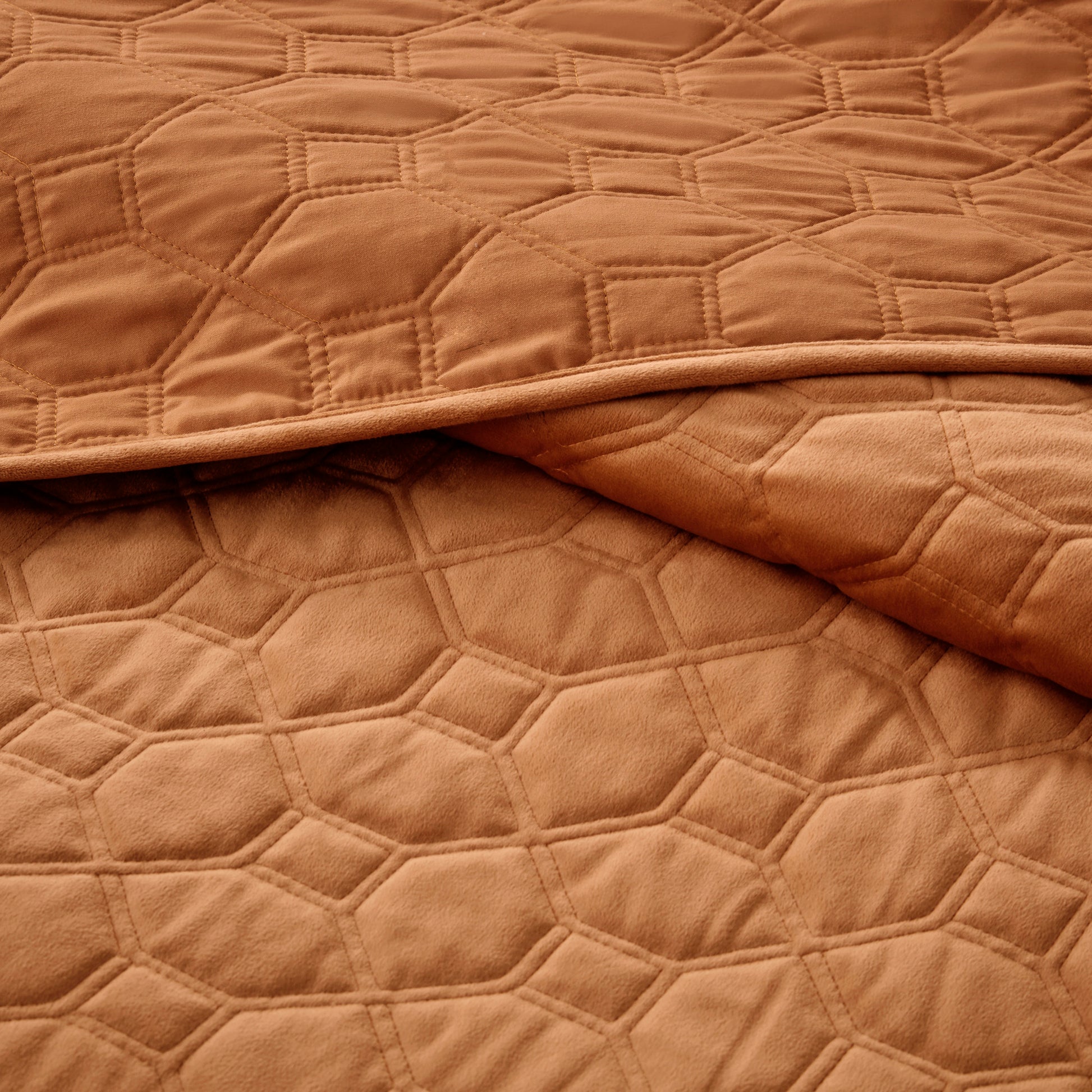 King Size Rust Velvet Quilt Set Cotton Bedding