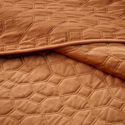 King Size Rust Velvet Quilt Set Cotton Bedding