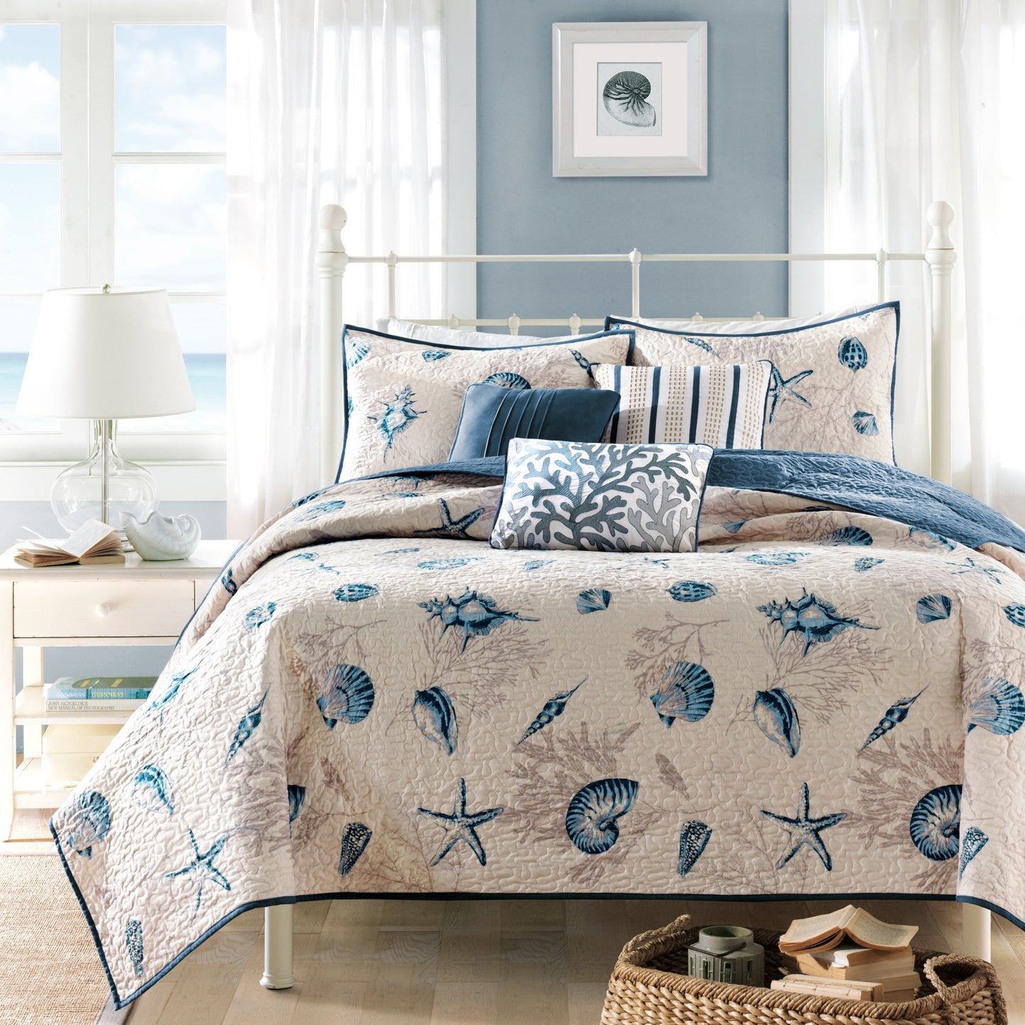 King Size Blue Quilt Set - Coastal Comfort