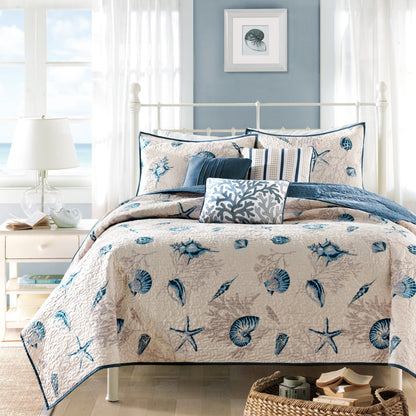King Size Blue Quilt Set - Coastal Comfort