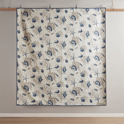 King Size Blue Quilt Set - Coastal Comfort