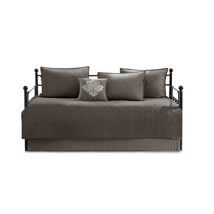 Dark Grey Daybed Cover Set - 6 Piece Reversible Comfort