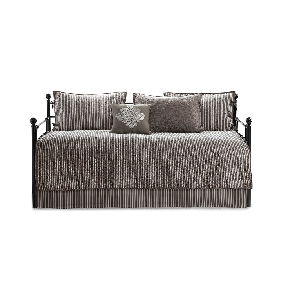 Dark Grey Daybed Cover Set - 6 Piece Reversible Comfort