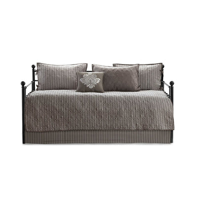 Dark Grey Daybed Cover Set - 6 Piece Reversible Comfort