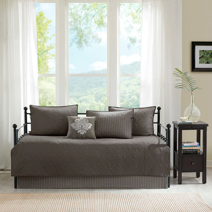 Dark Grey Daybed Cover Set - 6 Piece Reversible Comfort