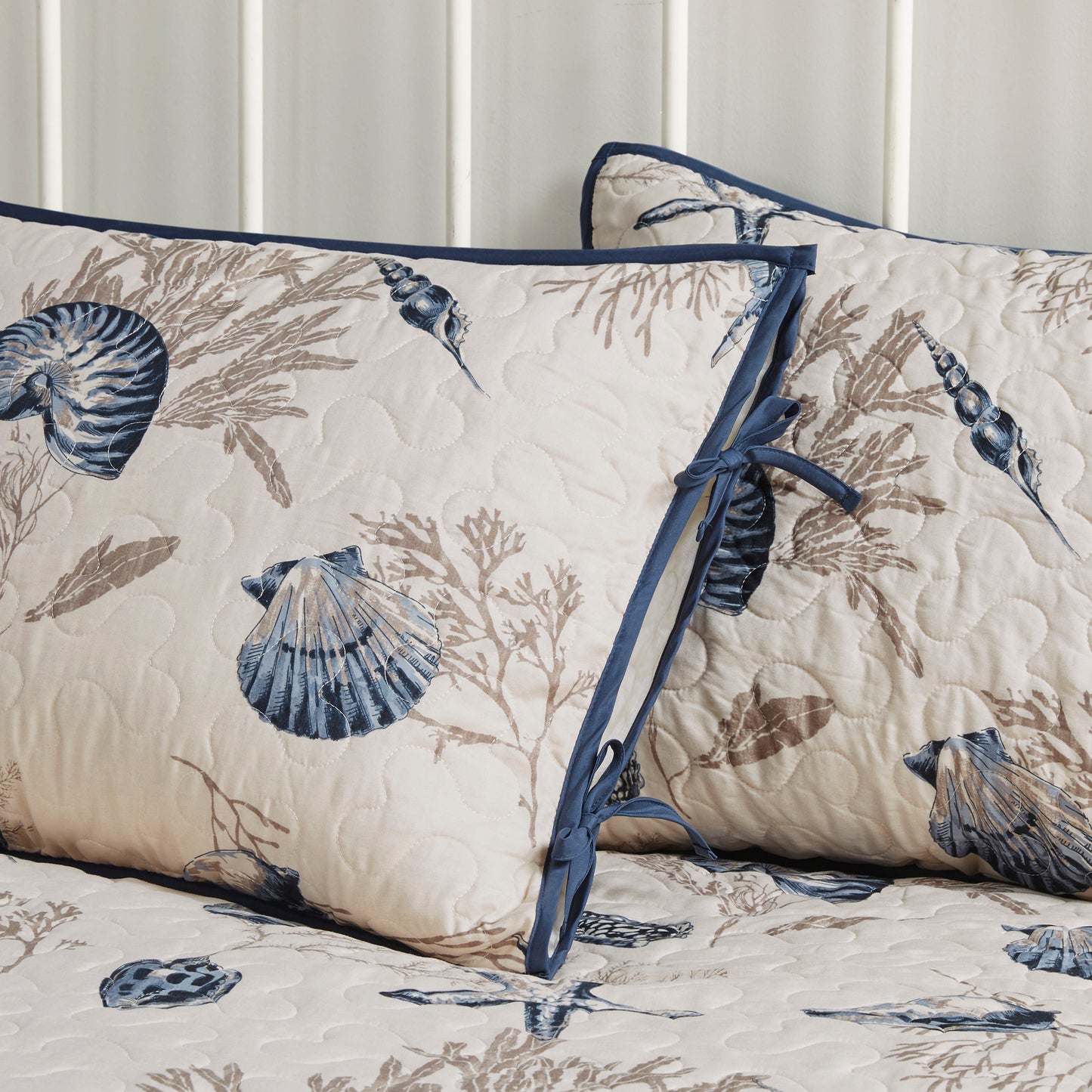 6 Piece Coastal Daybed Cover Set - Blue Microfiber
