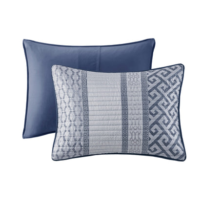 Navy Jacquard Quilt Set - Full/Queen Bedding Luxury Comfort
