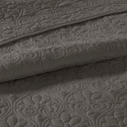 Dark Grey Queen Reversible Bedspread Set - Comfort & Style