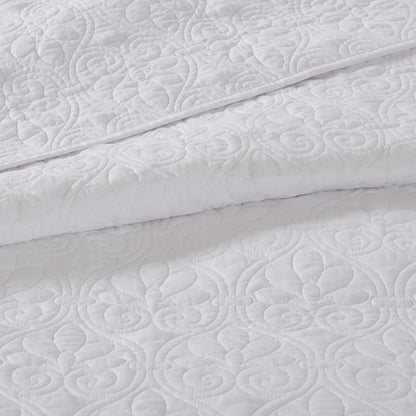 Twin White Cotton Reversible Bedspread Set