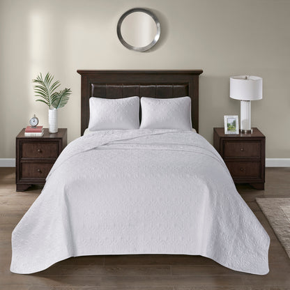 Twin White Cotton Reversible Bedspread Set