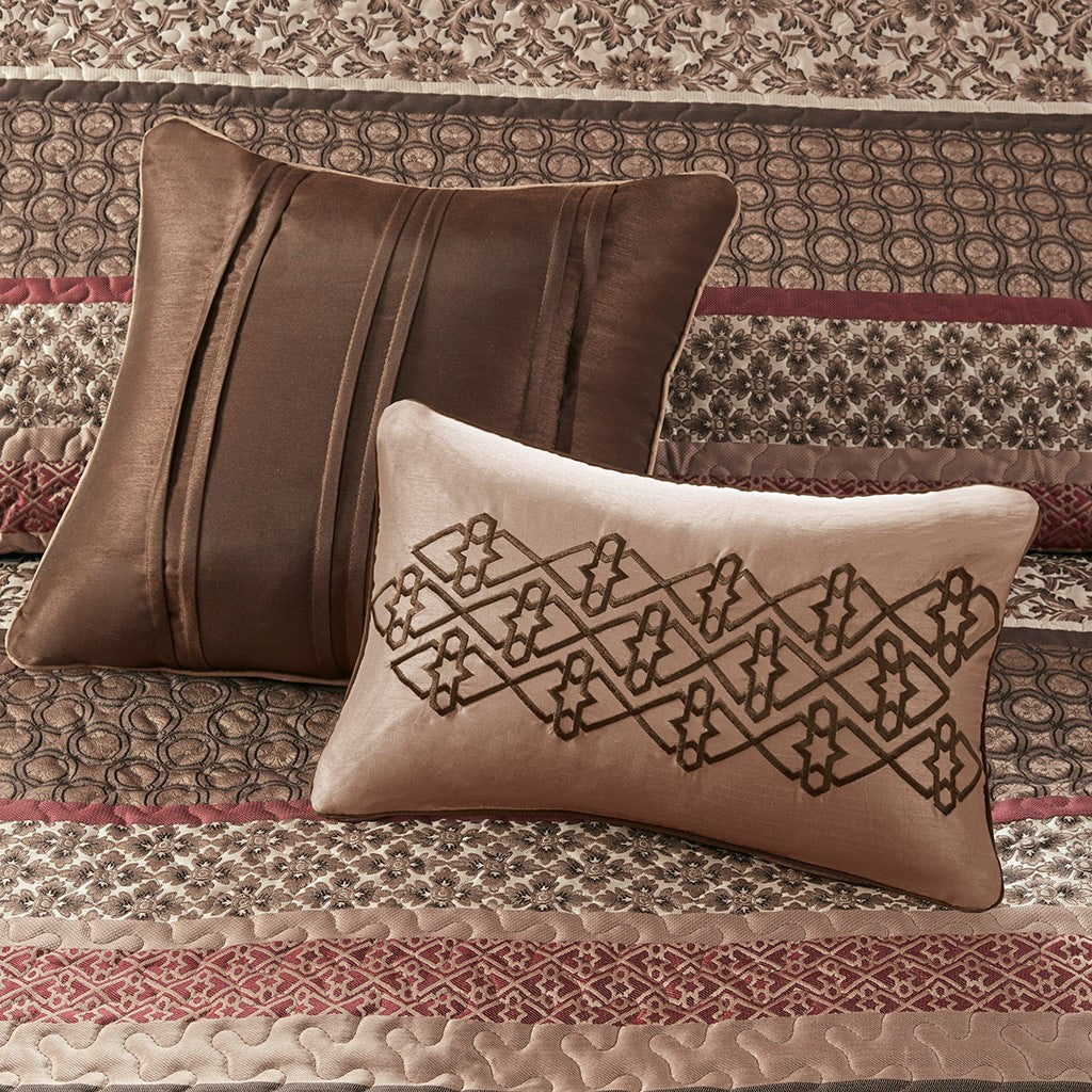 King Red Cotton Quilt Set 5 Piece Bedding