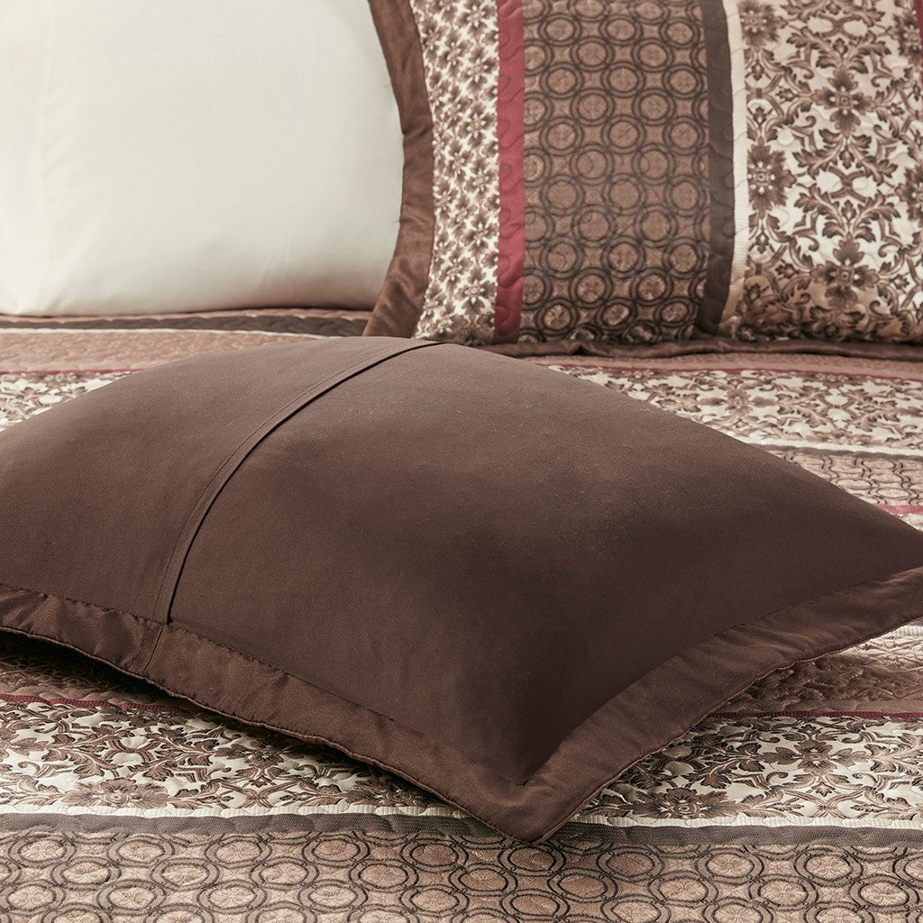 King Red Cotton Quilt Set 5 Piece Bedding