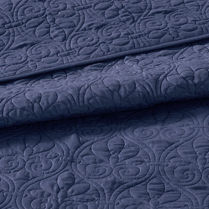 Navy Cotton Twin Bedspread Set - 3 Piece Reversible