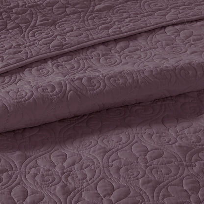 Purple Cotton King Bedspread Set - 3 Piece Reversible