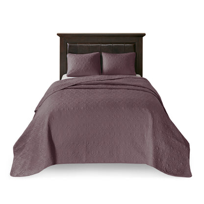 Purple Cotton King Bedspread Set - 3 Piece Reversible