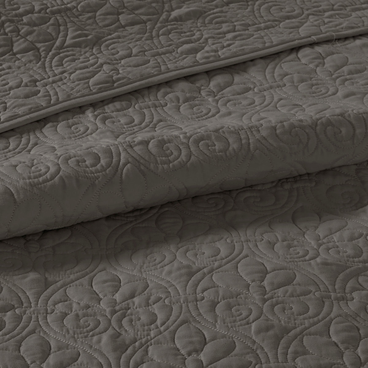 Reversible Cotton Bedspread Set Dark Grey for Twin Beds