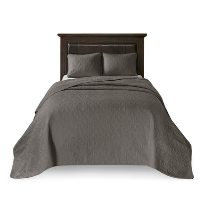Reversible Cotton Bedspread Set Dark Grey for Twin Beds