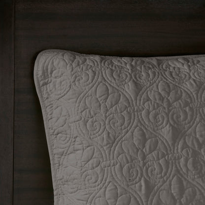 Reversible Cotton Bedspread Set Dark Grey for Twin Beds