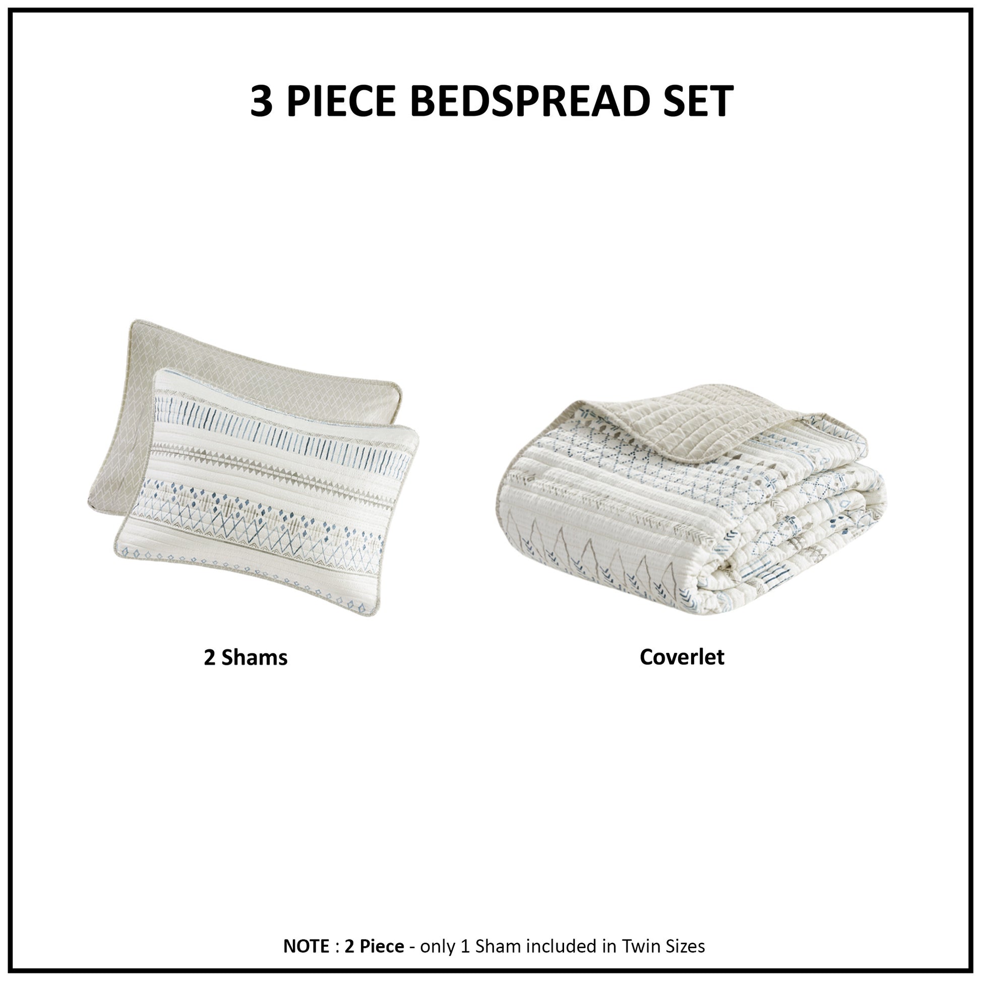 Full/Queen Seersucker Quilt Set - Taupe & Blue Comfort