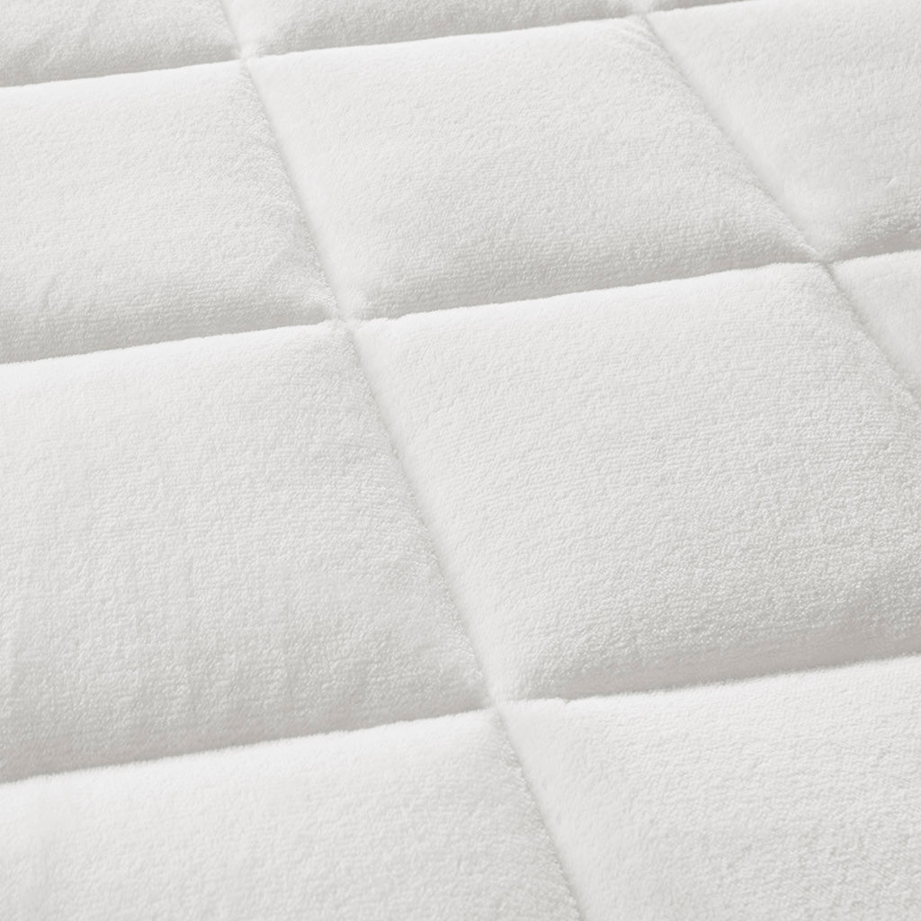 Queen Overfilled Polyester Mattress Pad - White