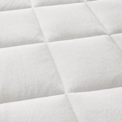 Queen Overfilled Polyester Mattress Pad - White