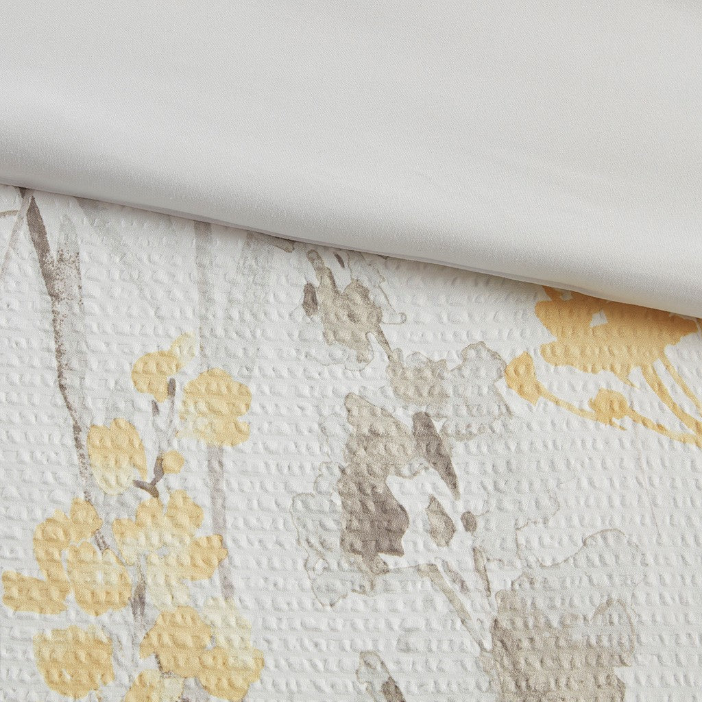 5 Piece Yellow Seersucker Comforter Set - Full/Queen