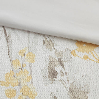 5 Piece Yellow Seersucker Comforter Set - Full/Queen