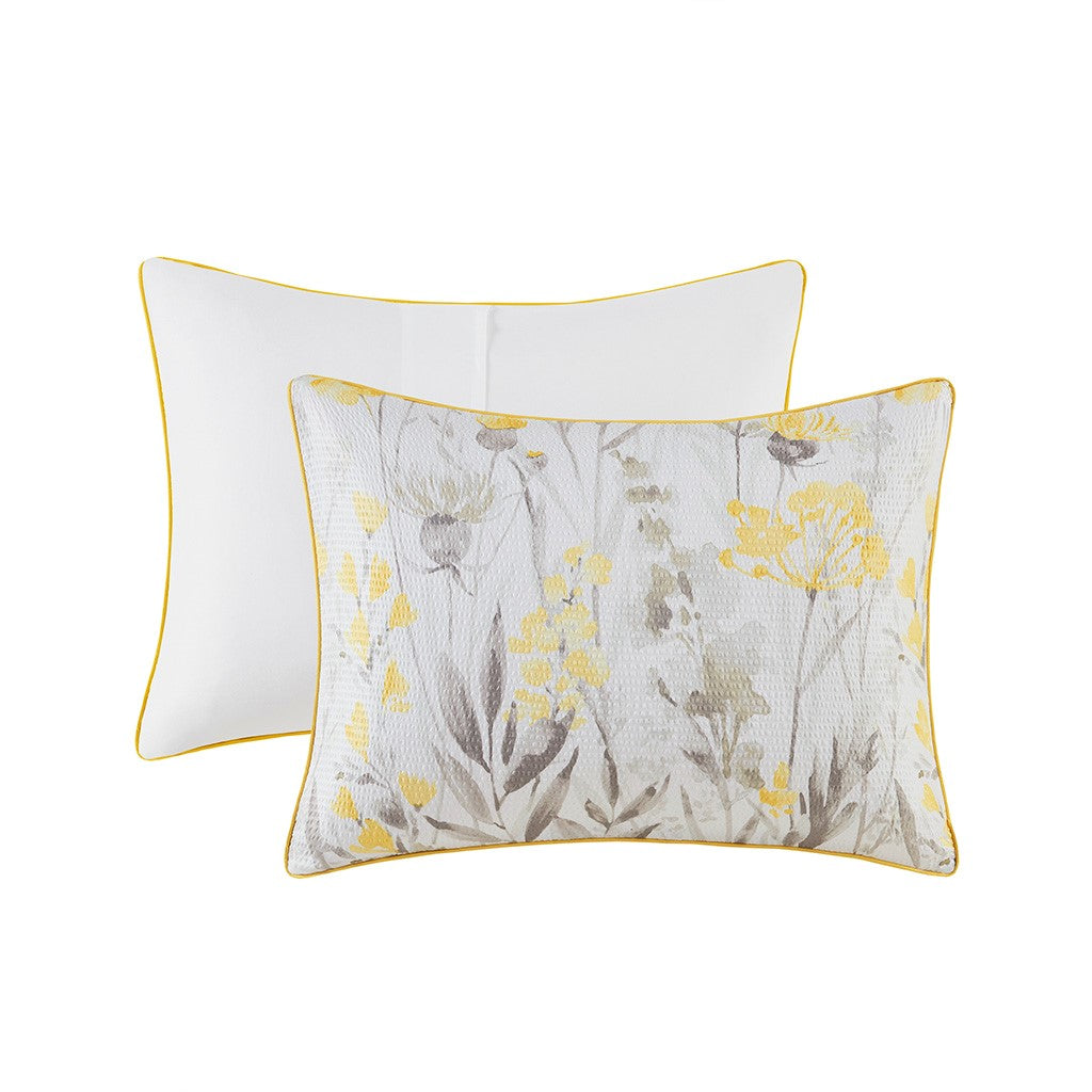 5 Piece Yellow Seersucker Comforter Set - Full/Queen