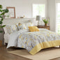 5 Piece Seersucker Comforter Set with Throw Pillows Yellow Full/Queen