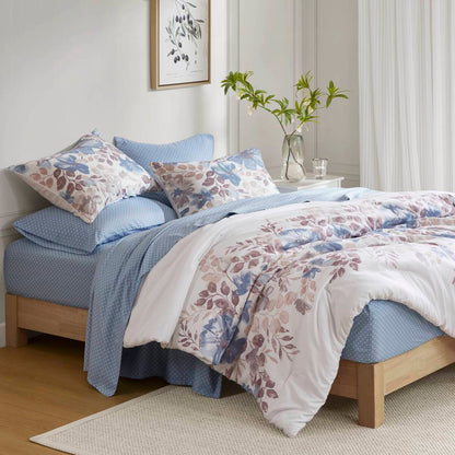 Blue Floral Comforter Set - Queen Size Comfort