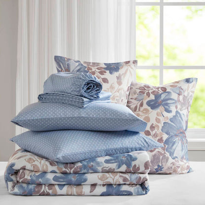 Blue Floral Comforter Set - Queen Size Comfort